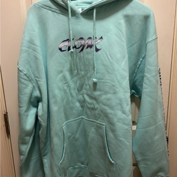 Cloak Merch Hidden In Plain Sight Skull Turquoise Hooded Sweatshirt Sz Xl NWOT!! - Picture 2 of 9